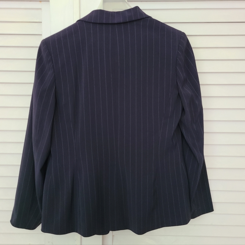 Ann Taylor Navy Pinstripe Blazer and Skirt Suit - Picture 2 of 4